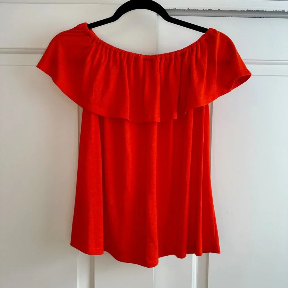 Red Off Shoulder Ruffle Blouse XL
